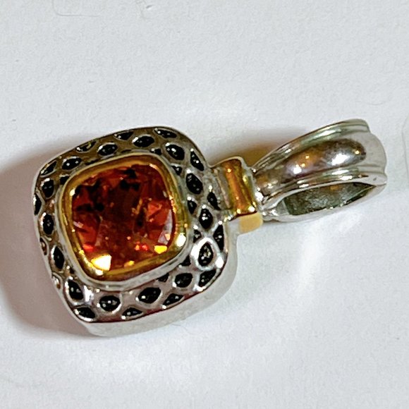 NEW Orange Stone "Citrine" Pendant - 1 INCH DROP Designer Look - Picture 2 of 6